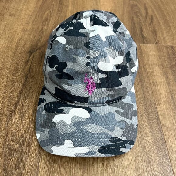 Polo Assn. Gray Camo Baseball Cap with Embroidered Logo - Picture 1 of 8
